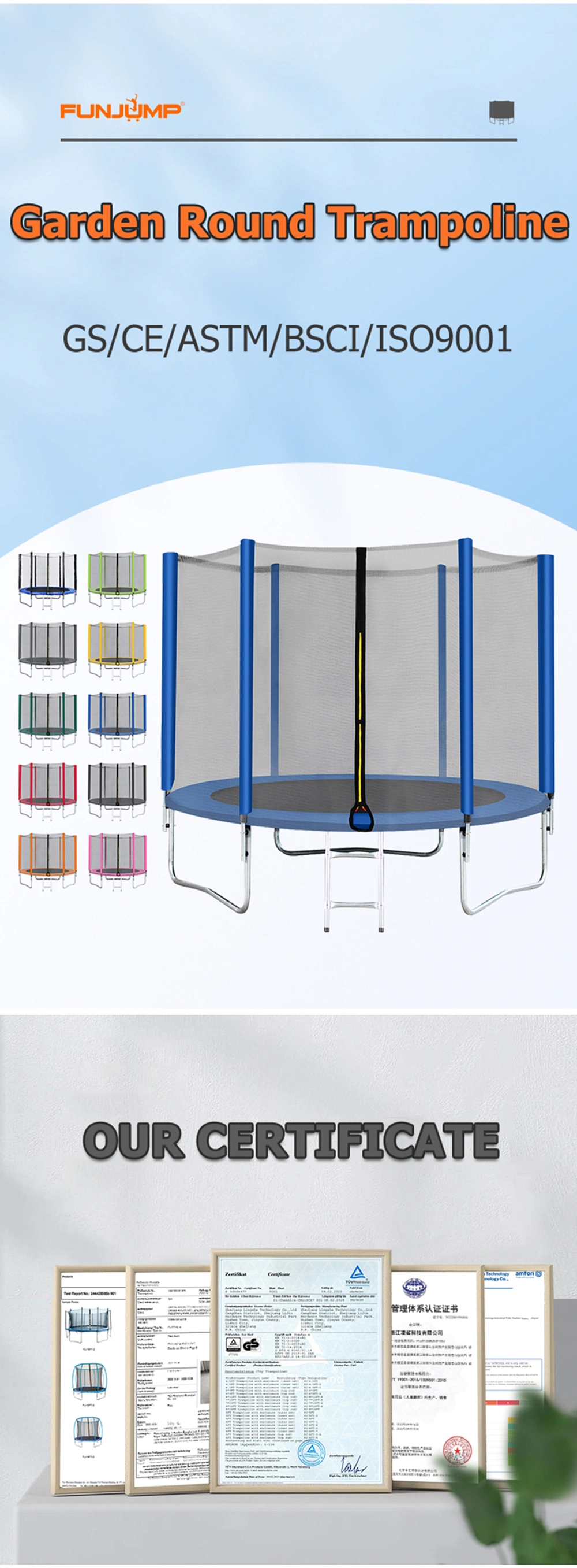 Big Trampolines Hot Selling Gymnastic Outdoor 16FT Trampoline with Protective Net