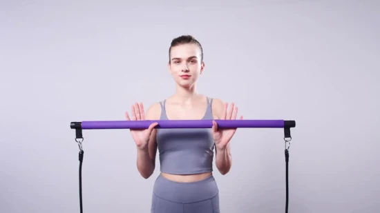 Einzigartiges tragbares Yoga-Tonset, violettes Sport-Pilates-Übungsstangen-Set